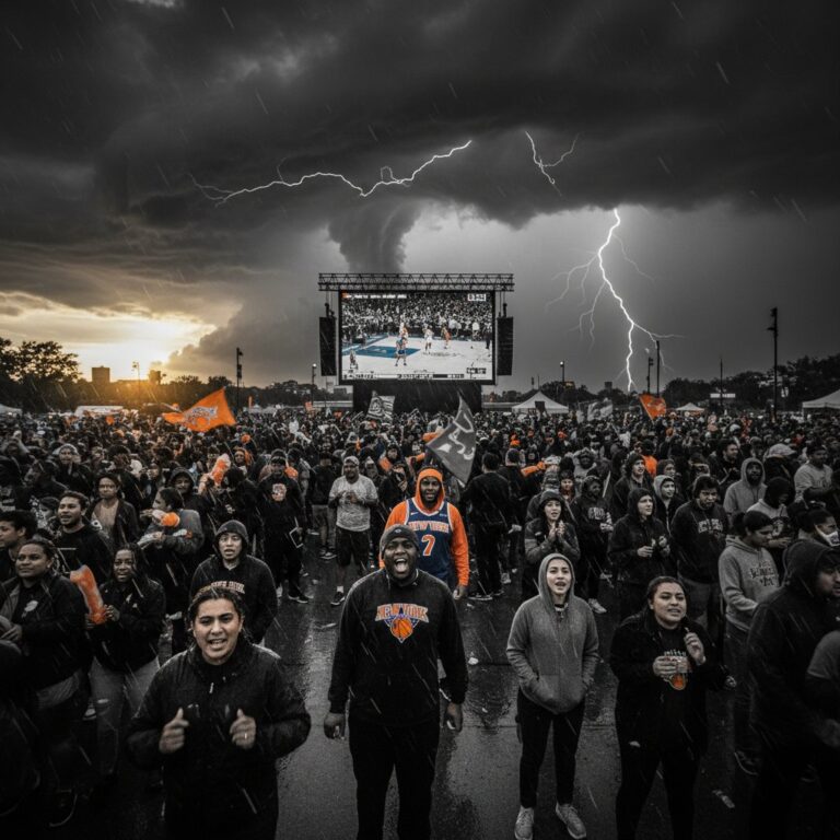 Knicks Watch Party Draws 10,000 Fans Amid Thunderstorm Threat
